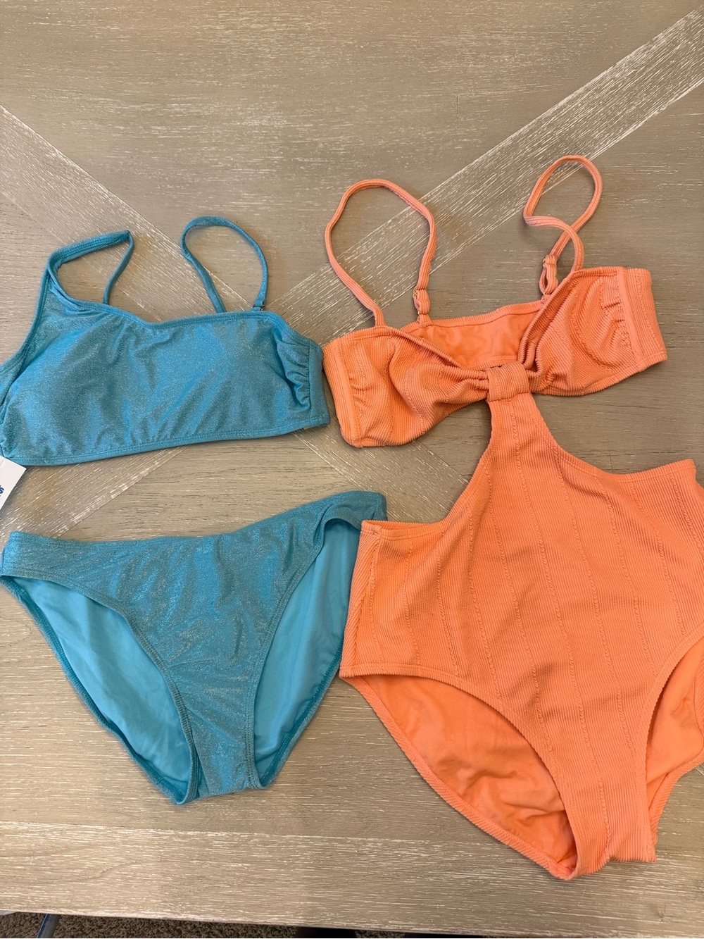 NOBO Shimmery Aqua Bikini & Coral Mono-kini
